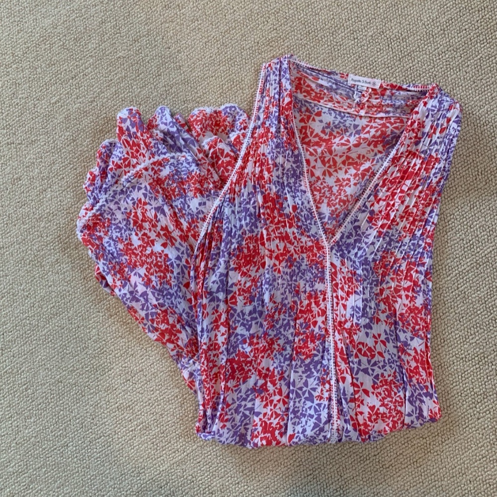 Poupette St. Barth Red and Purple Floral Mini Dress